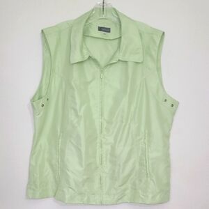 Safari Vest Pastel Green Zip Pockets Lined Preppy Academia Old Money Gorpcore